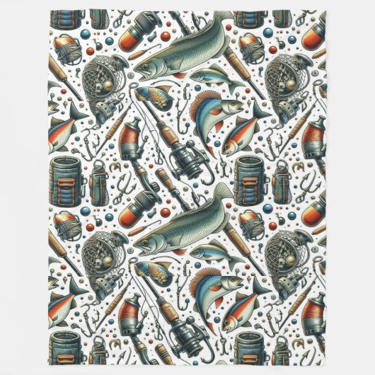 コージーレイクハウスフィッシャーマン フリースブランケット (正面)