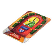 コージーレッドフロントドアメリークリスマススノーホーム マグネット (左側)