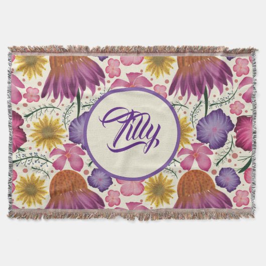 コージーワイルドフラワー子供部屋 スローブランケット (正面)