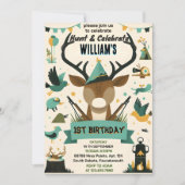 コージーワイルド迷彩柄オディアダック狩り1st誕生日 招待状 (正面)