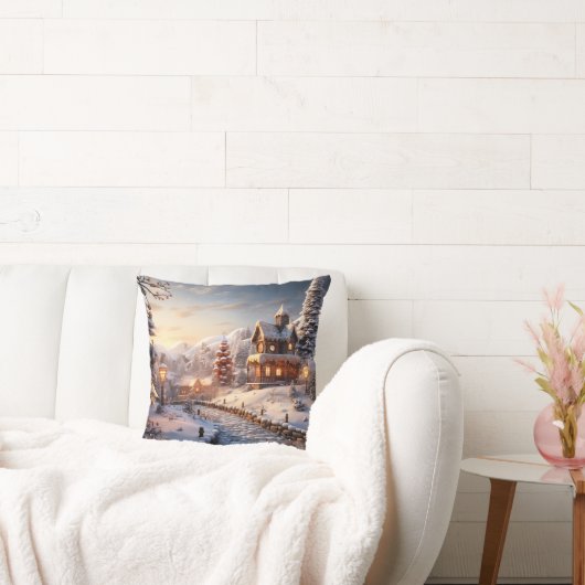 コージーヴィレッジアットクリスマスイラストレーション クッション (ソファ)