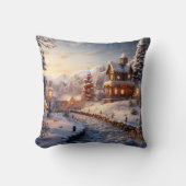 コージーヴィレッジアットクリスマスイラストレーション クッション (正面)