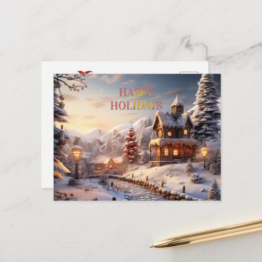 コージーヴィレッジアットクリスマスイラストレーション シーズンポストカード (正面/裏面インサイチュ)