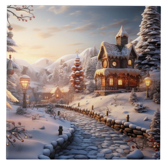 コージーヴィレッジアットクリスマスイラストレーション タイル (正面)