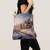 コージーヴィレッジアットクリスマスイラストレーション トートバッグ (クローズアップ)