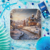 コージーヴィレッジアットクリスマスイラストレーション ペーパープレート (パーティー)