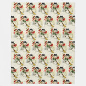 コージーヴィンテージ雪だるまクリスマスウィンターホリデー フリースブランケット (正面)