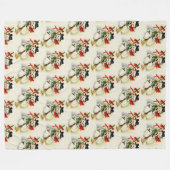 コージーヴィンテージ雪だるまクリスマスウィンターホリデー フリースブランケット (正面(横))