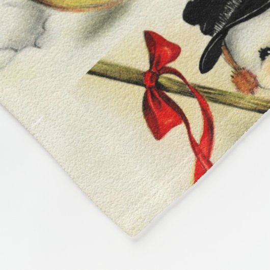 コージーヴィンテージ雪だるまクリスマスウィンターホリデー フリースブランケット (角)