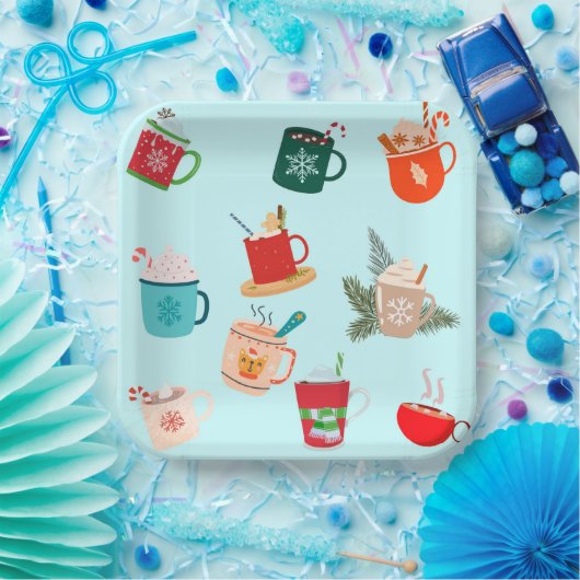 コージー冬ホットチョコレートフェスティバルココア ペーパープレート (パーティー)