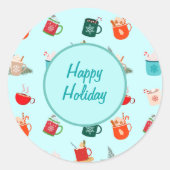 コージー冬ラテホットチョコレートフェスティバルホリデー ラウンドシール (正面)