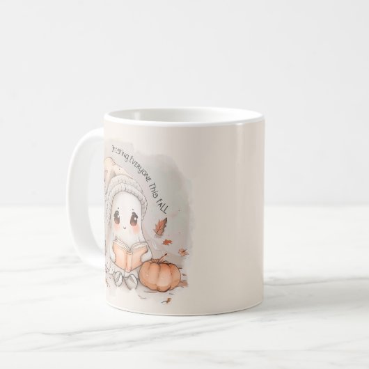 コージー幽霊読ズアンドパンプキンスパイス&秋ビベス コーヒーマグカップ (正面左)