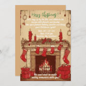 コージー暖炉クリスマス招待状 招待状 (正面/裏面)