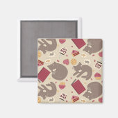 コージー猫好きコラージュ マグネット (正面/裏面)