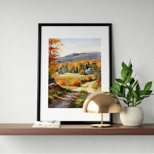 コージー秋インバーモントファームウォーターカラーアート ポスター