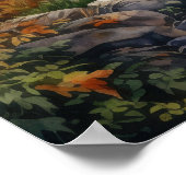 コージー秋インバーモントフォレストウォーターカラーアート ポスター (角)