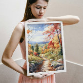コージー秋インバーモントフォレストウォーターカラーアート ポスター