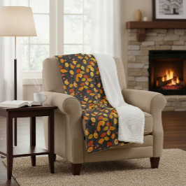 コージー秋シェルパブランケット紅葉付き シェルパブランケット