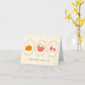 コージー秋ハーベストシーズンホリデーパンプキンギンガム カード (黄色い花)