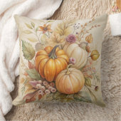 コージー秋パンプキンズアンドベリー装飾用クッション クッション (ブランケット)