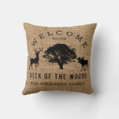 コージー素朴キャビンウェルカムファミリーネーム装飾用クッション クッション (裏面)