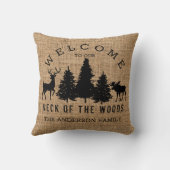 コージー素朴キャビンウェルカムファミリーネーム装飾用クッション クッション (裏面)