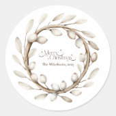 コージー素朴クリスマスリース ラウンドシール (正面)