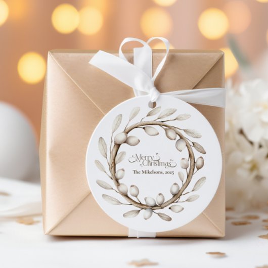 コージー素朴クリスマスリース ラウンドシール