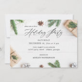 コージー素朴パイン葉ズホリデーパーティー 招待状 (正面)