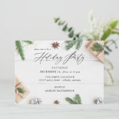 コージー素朴パイン葉ズホリデーパーティー 招待状 (スタンド正面)