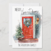 コージー素朴ファームハウスカントリーウォーターカラークリスマス シーズンカード (正面)
