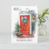 コージー素朴ファームハウスカントリーウォーターカラークリスマス シーズンカード (スタンド正面)