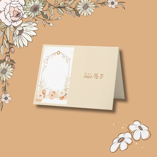 コージー素朴フローラ結婚のフレームテーブル サンキューカード
