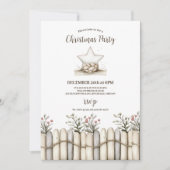 コージー素朴ブルークリスマスパーティー 招待状 (正面)