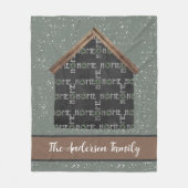 コージー素朴ホームファミリー名 フリースブランケット (正面)