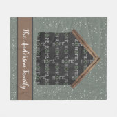 コージー素朴ホームファミリー名 フリースブランケット (正面(横))