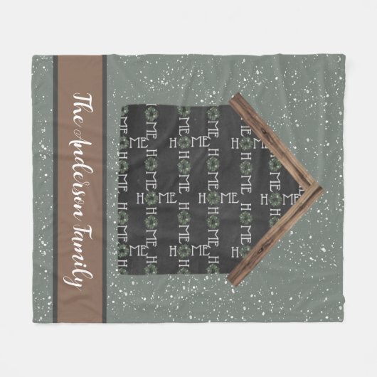 コージー素朴ホームファミリー名 フリースブランケット (正面(横))