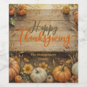 コージー素朴秋ファームハウススタイルサンクスギビング ワインラベル (シングルラベル)