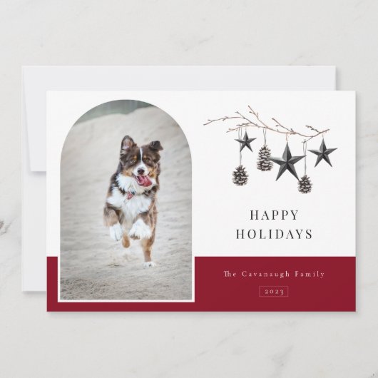 コージー自然アーチフレームフォトホリデーカード シーズンカード (正面)