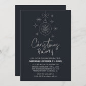 コージー自然エレガントオーナメントクリスマスパーティー 招待状 (正面/裏面)