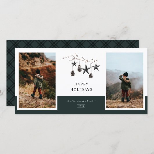 コージー自然2フォトファミリーホリデーカード シーズンカード (正面/裏面)