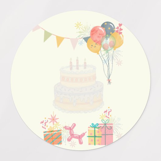 コージー誕生日カード ラベル (デザイン1)