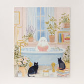 コージー読幽霊の黒猫とのバブルバス ジグソーパズル (縦)