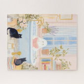 コージー読幽霊の黒猫とのバブルバス ジグソーパズル (横)