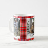コージー赤と白プレイドフランネルファミリーフォト コーヒーマグカップ (正面左)