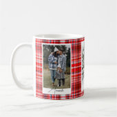 コージー赤と白プレイドフランネルファミリーフォト コーヒーマグカップ (左)