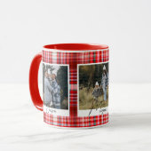 コージー赤と白プレイド生地の家族写真 マグカップ (正面左)