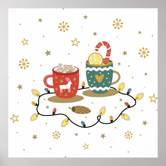 コージー金ゴールドクリスマスコアコーヒー ポスター (正面)