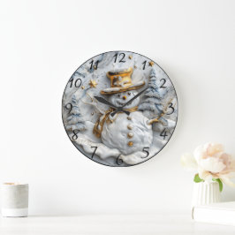 コージー雪だるまクリスマスデコール ラージ壁時計