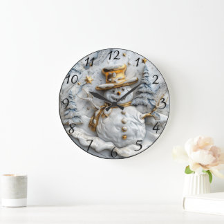 コージー雪だるまクリスマスデコール ラージ壁時計